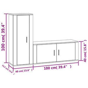 Set di Mobili Porta TV 2 pz Bianco Lucido in Legno Multistrato 3188736