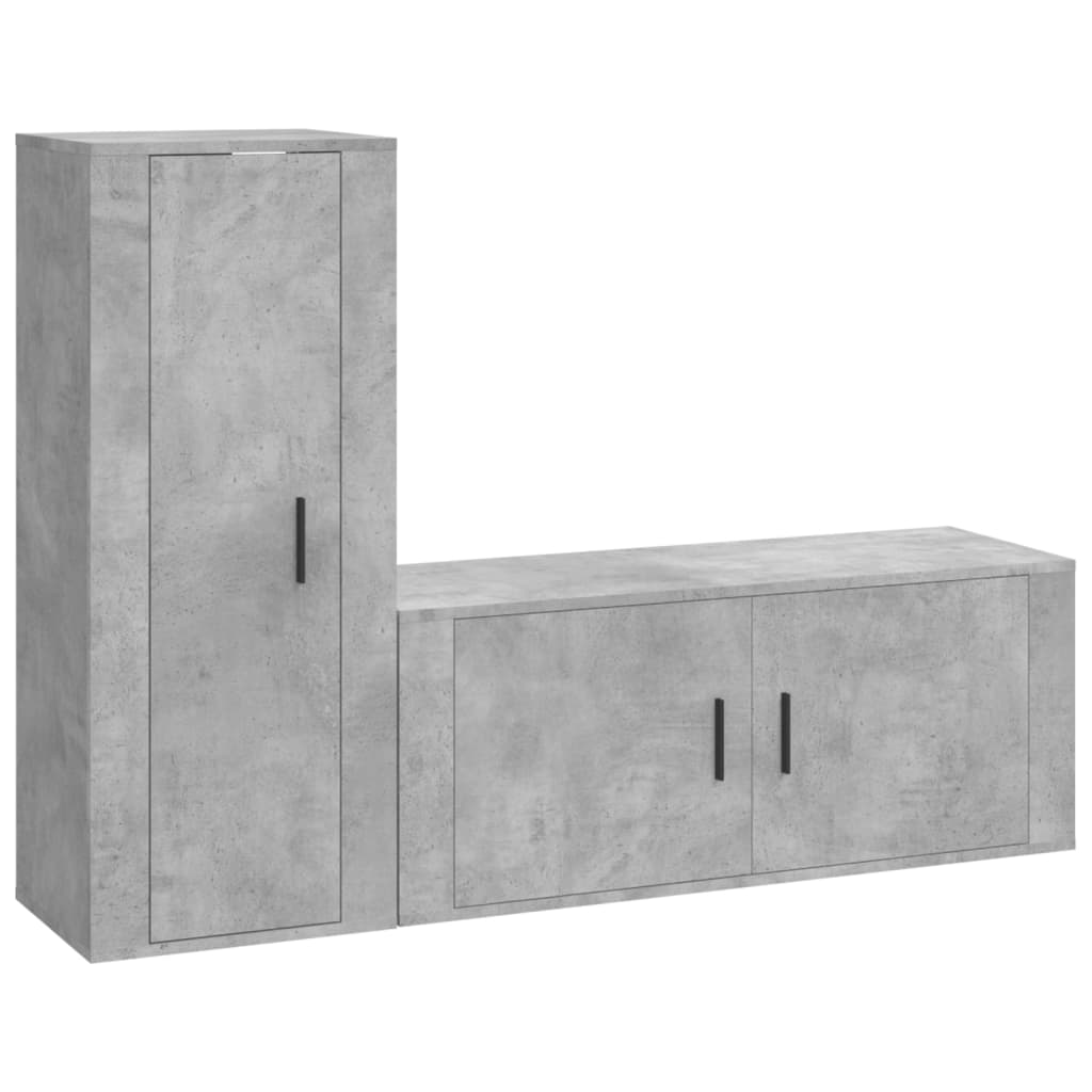 Set di Mobili Porta TV 2 pz Grigio Cemento in Legno Multistrato 3188738