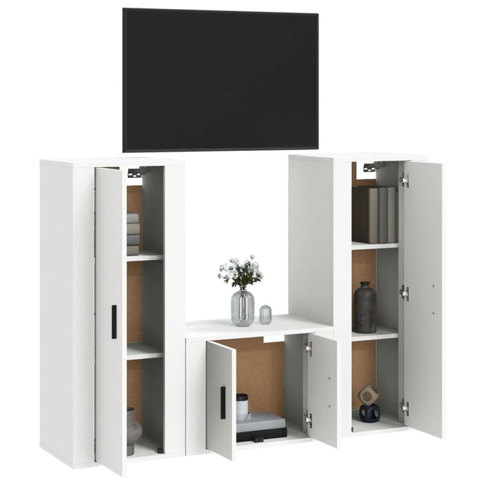 Set Mobili Porta TV 3 pz Bianco in Legno Multistrato 3188742