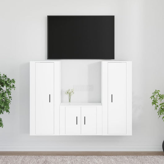 Set Mobili Porta TV 3 pz Bianco in Legno Multistratocod mxl 111847