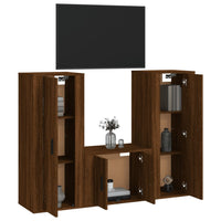 Set Mobili Porta TV 3 pz Rovere Marrone in Legno Multistratocod mxl 101178