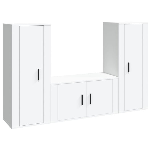 Set Mobili Porta TV 3 pz Bianco in Legno Multistrato 3188750