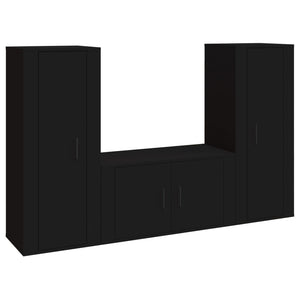 Set Mobili Porta TV 3 pz Nero in Legno Multistratocod mxl 124770