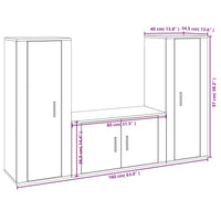 Set Mobili Porta TV 3 pz Bianco Lucido in Legno Multistrato 3188752