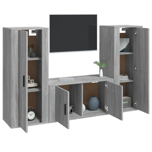 Set Mobili Porta TV 3 pz Grigio Sonoma in Legno Multistrato 3188756