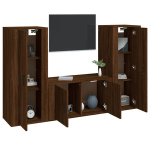 Set Mobili Porta TV 3 pz Rovere Marrone in Legno Multistrato 3188757