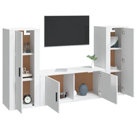 Set Mobili Porta TV 3 pz Bianco Lucido in Legno Multistrato 3188760