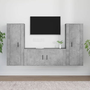 Set di Mobili Porta TV 3 pz Grigio Cemento in Legno Multistratocod mxl 77232