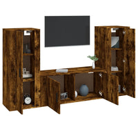 Set Mobili Porta TV 3 pz Rovere Fumo in Legno Multistratocod mxl 100829