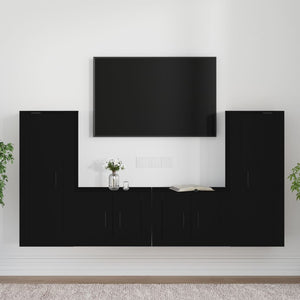 Set Mobili Porta TV 4 pz Nero in Legno Multistrato 3188767