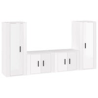 Set di Mobili Porta TV 4 pz Bianco Lucido in Legno Multistrato 3188768