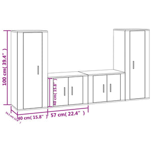 Set di Mobili Porta TV 4 pz Bianco Lucido in Legno Multistrato 3188768