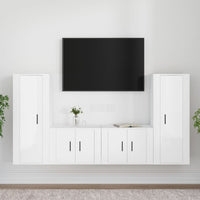 Set di Mobili Porta TV 4 pz Bianco Lucido in Legno Multistrato 3188768