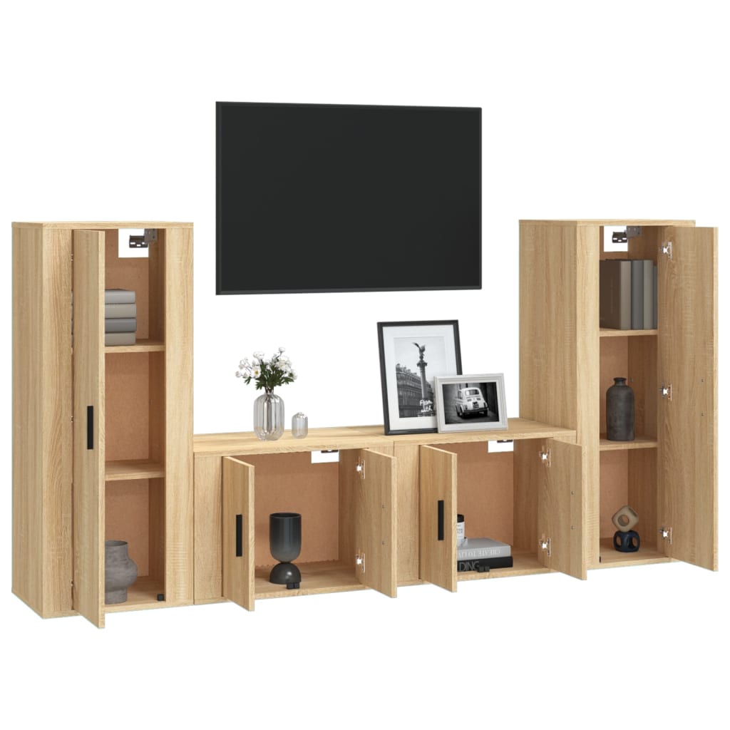 Set di Mobili Porta TV 4 pz Rovere Sonoma in Legno Multistratocod mxl 80300