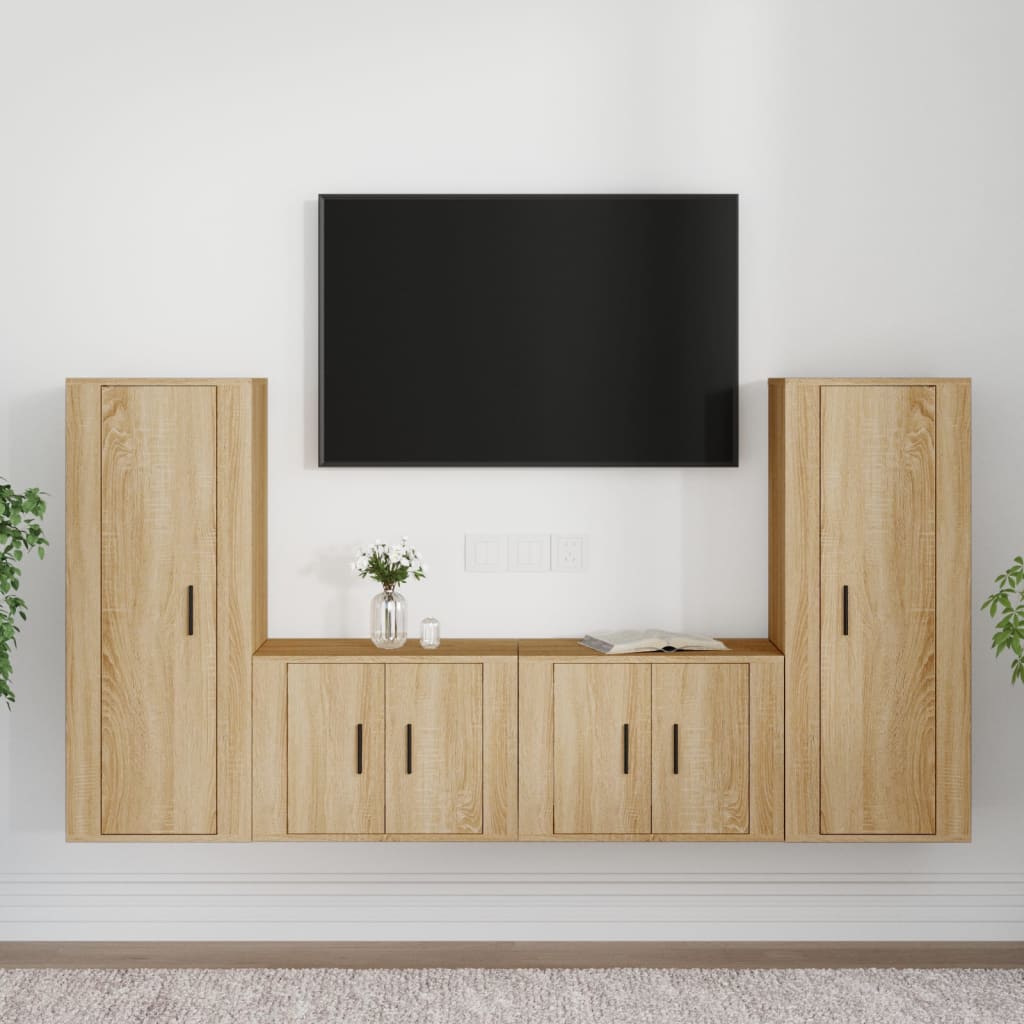 Set di Mobili Porta TV 4 pz Rovere Sonoma in Legno Multistratocod mxl 80300