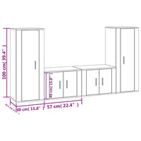 Set di Mobili Porta TV 4 pz Grigio Cemento in Legno Multistrato 3188770