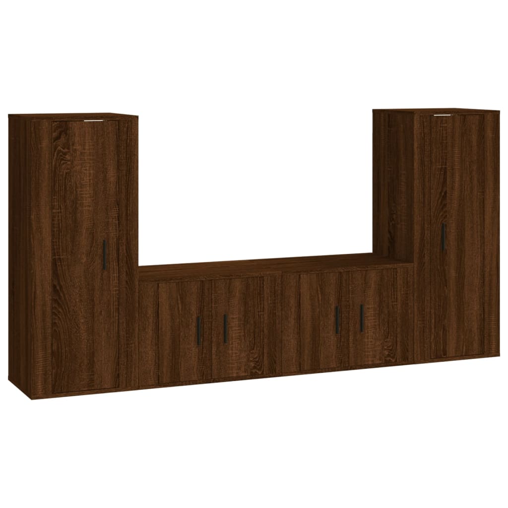 Set Mobili Porta TV 4 pz Rovere Marrone in Legno Multistrato 3188773