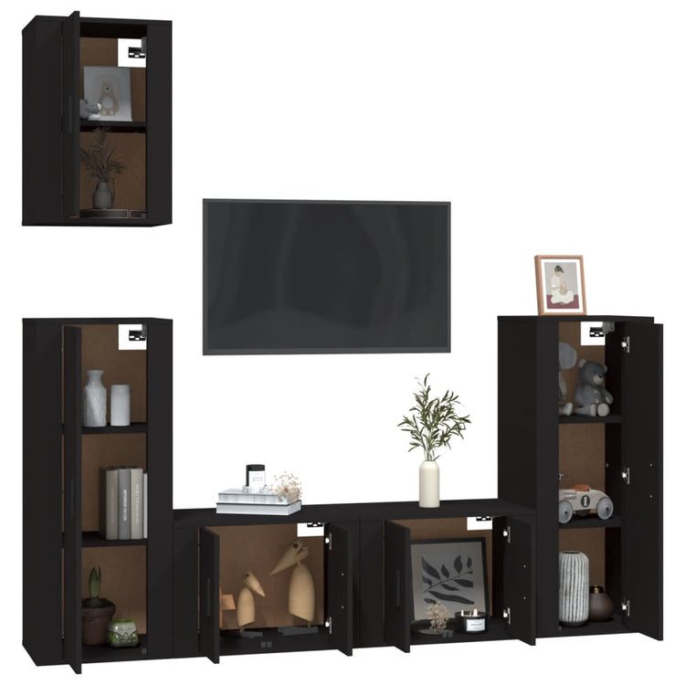 Set di Mobili Porta TV 5 pz Nero in Legno Multistrato 3188775