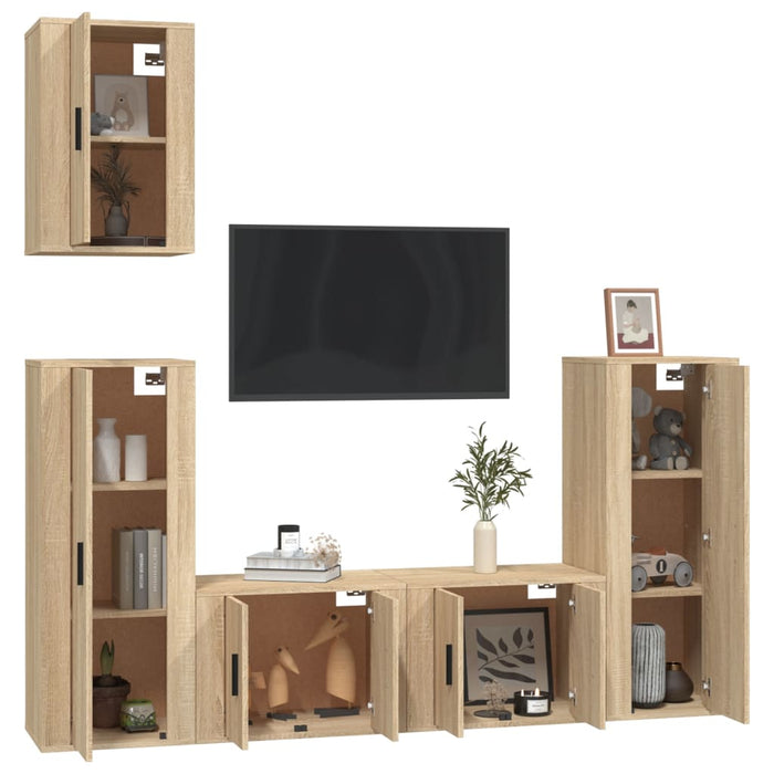 Set di Mobili Porta TV 5 pz Rovere Sonoma in Legno Multistratocod mxl 100824