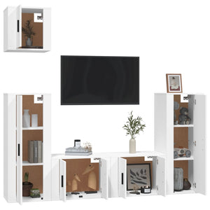 Set di Mobili Porta TV 5 pz Bianco in Legno Multistratocod mxl 100836