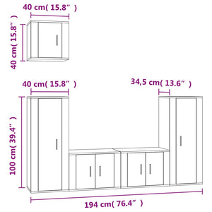 Set di Mobili Porta TV 5 pz Bianco Lucido in Legno Multistrato 3188784