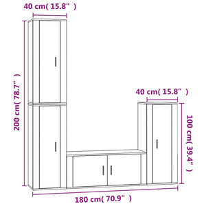 Set di Mobili Porta TV 4 pz Bianco in Legno Multistrato 3188790