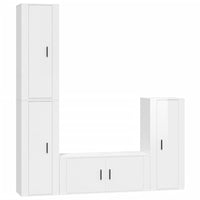 Set di Mobili Porta TV 4 pz Bianco Lucido in Legno Multistrato 3188792