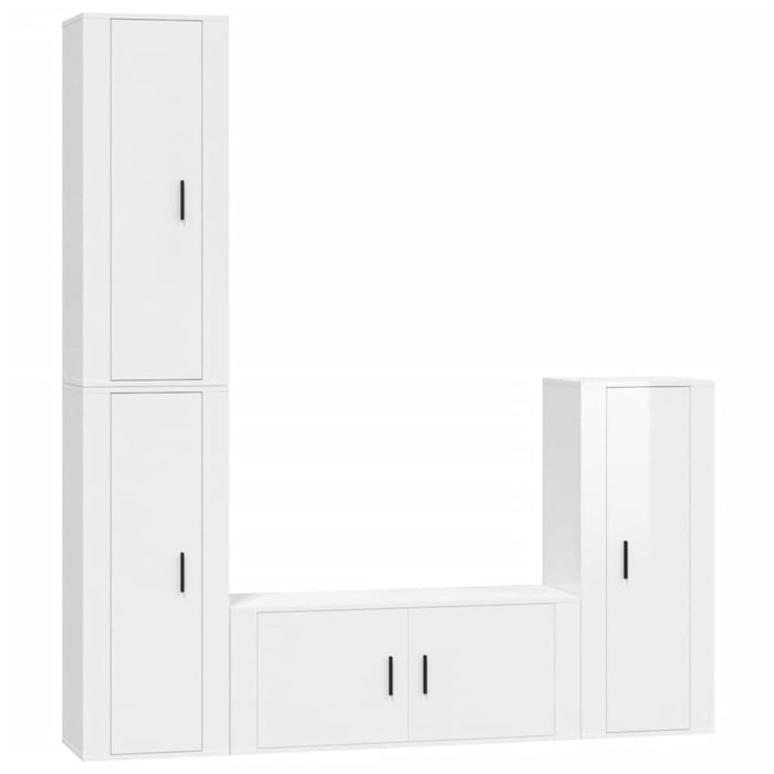 Set di Mobili Porta TV 4 pz Bianco Lucido in Legno Multistrato 3188792