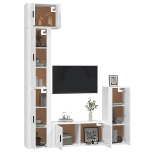 Set di Mobili Porta TV 5 pz Bianco Lucido in Legno Multistrato 3188800