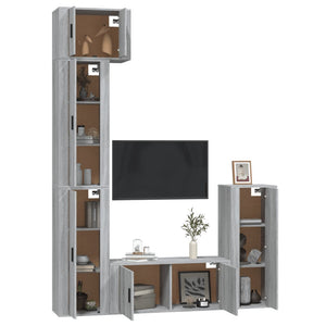 Set di Mobili Porta TV 5 pz Grigio Sonoma in Legno Multistrato 3188804