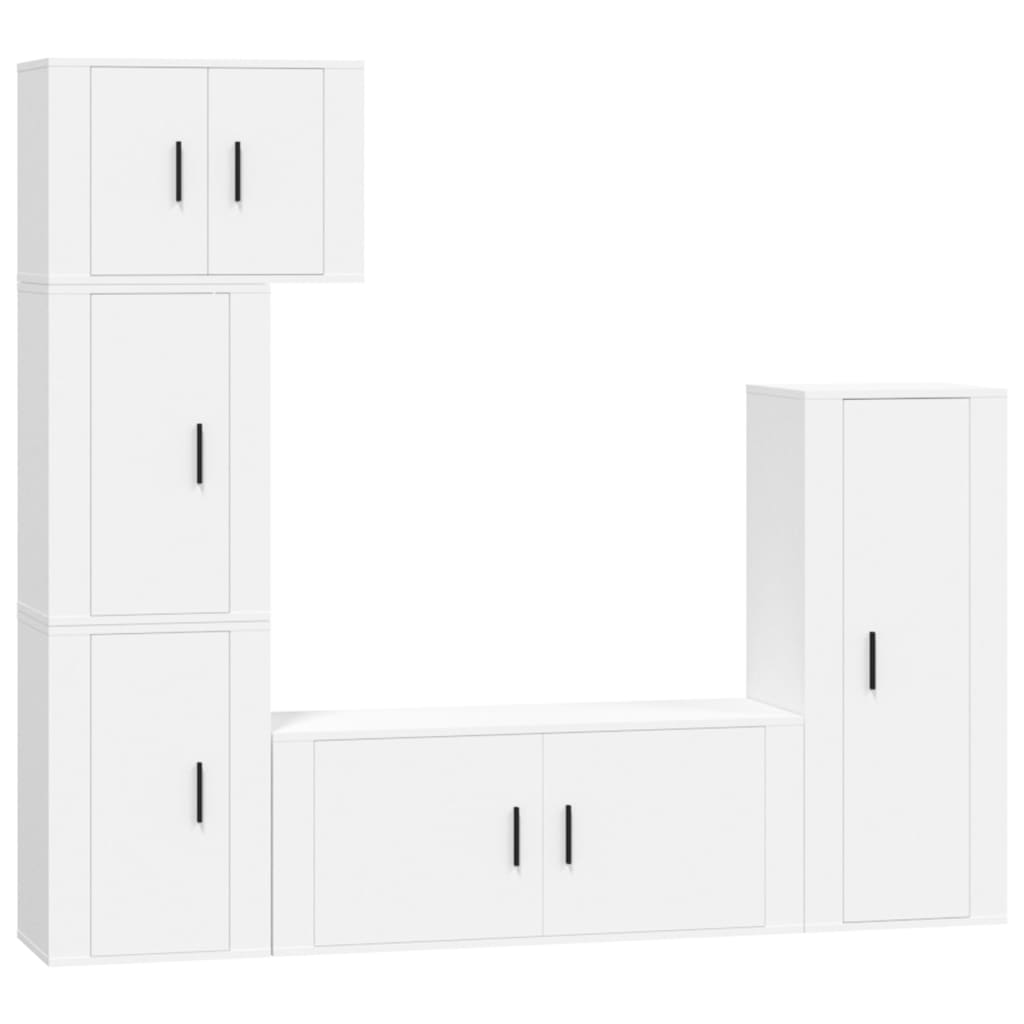 Set di Mobili Porta TV 5 pz Bianco in Legno Multistrato 3188806