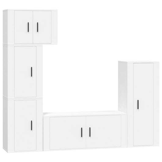 Set di Mobili Porta TV 5 pz Bianco in Legno Multistrato 3188806