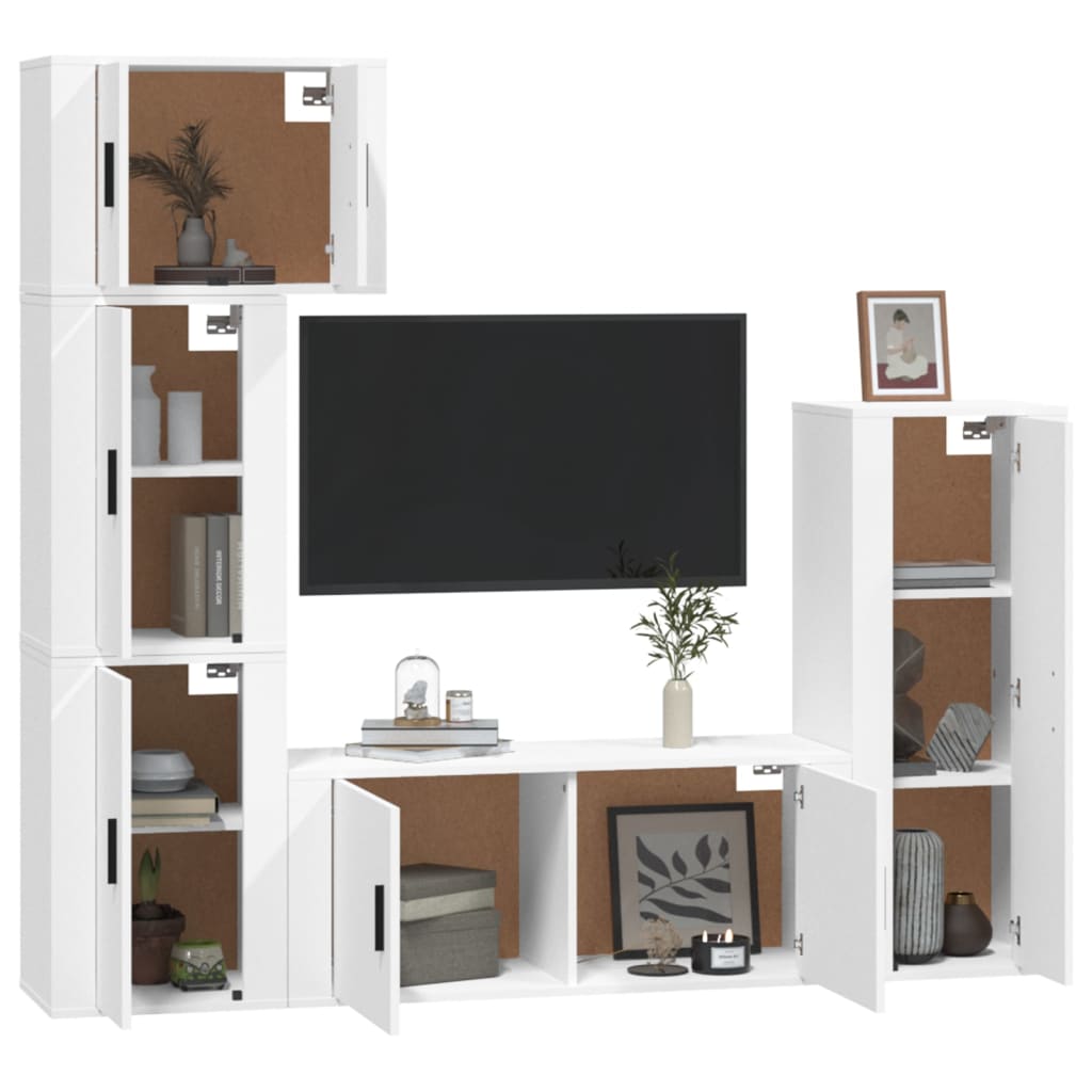 Set di Mobili Porta TV 5 pz Bianco in Legno Multistrato 3188806