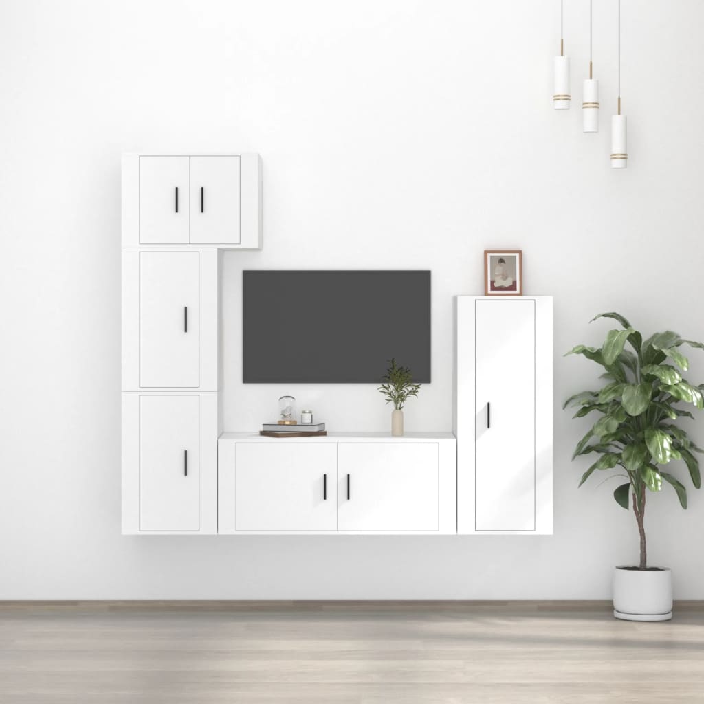 Set di Mobili Porta TV 5 pz Bianco in Legno Multistrato 3188806