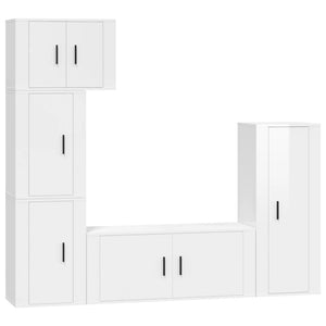 Set di Mobili Porta TV 5 pz Bianco Lucido in Legno Multistratocod mxl 124774