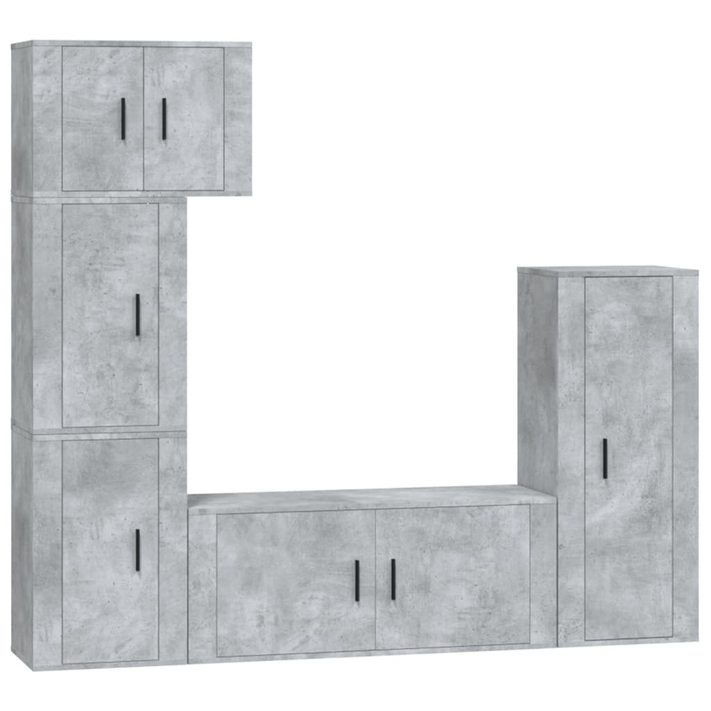 Set di Mobili Porta TV 5 pz Grigio Cemento in Legno Multistratocod mxl 100831