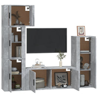 Set di Mobili Porta TV 5 pz Grigio Cemento in Legno Multistrato 3188810