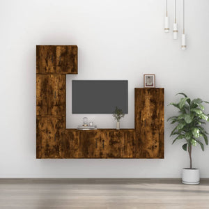 Set di Mobili Porta TV 5 pz Rovere Fumo in Legno Multistratocod mxl 76878