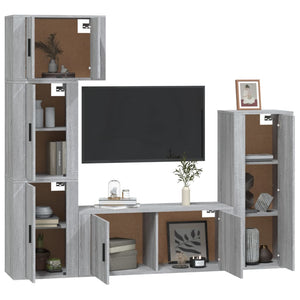 Set di Mobili Porta TV 5 pz Grigio Sonoma in Legno Multistrato 3188812