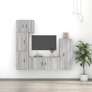 Set di Mobili Porta TV 5 pz Grigio Sonoma in Legno Multistrato 3188812