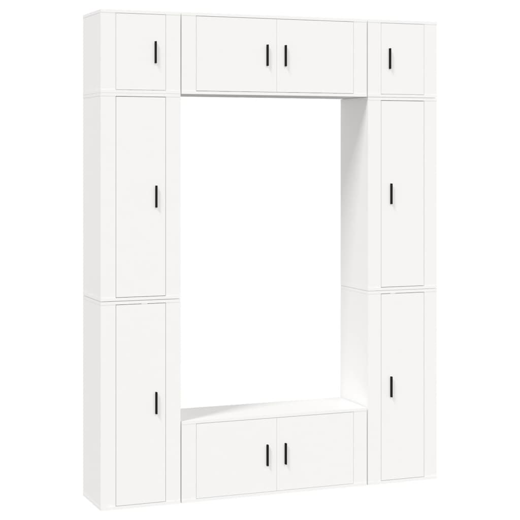 Set Mobili Porta TV 8pz Bianco in Legno Multistrato 3188814