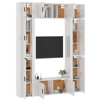 Set Mobili Porta TV 8pz Bianco Lucido in Legno Multistrato 3188816