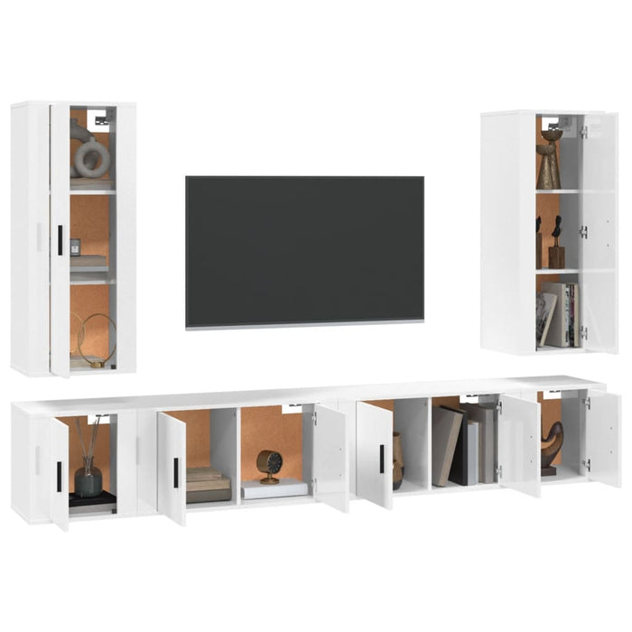 Set di Mobili Porta TV 6 pz Bianco in Legno Multistratocod mxl 100849