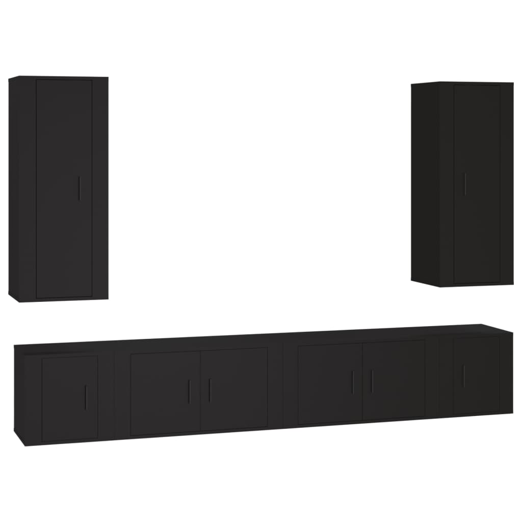 Set Mobili Porta TV 6 pz Nero in Legno Multistrato 3188839