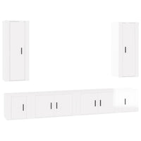 Set di Mobili Porta TV 6 pz Bianco Lucido in Legno Multistrato 3188840