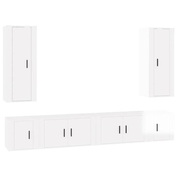 Set di Mobili Porta TV 6 pz Bianco Lucido in Legno Multistrato 3188840