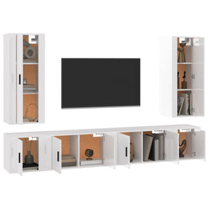 Set di Mobili Porta TV 6 pz Bianco Lucido in Legno Multistrato 3188840