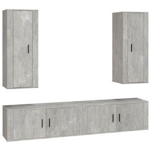 Set di Mobili Porta TV 4 pz Grigio Cemento in Legno Multistratocod mxl 100853