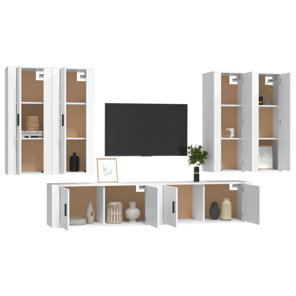 Set di Mobili Porta TV 6 pz Bianco in Legno Multistratocod mxl 124792