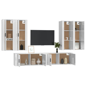 Set di Mobili Porta TV 6 pz Bianco Lucido in Legno Multistratocod mxl 77304